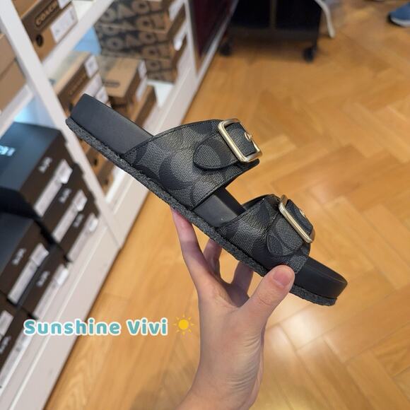 NEW COACH Allanah Slide Sandal In Signature Canvas Women's Black CK412 us 10 - Picture 4 of 10